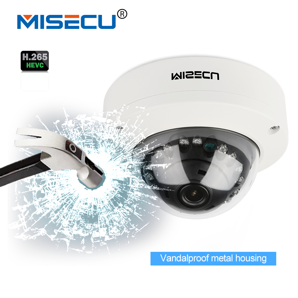 MISECU 2.8mm Vandalproof 1080P H.265 48V POE ī޶ ݼ ǳ  Onvif P2P   ̸ IR ߰  IP ī޶